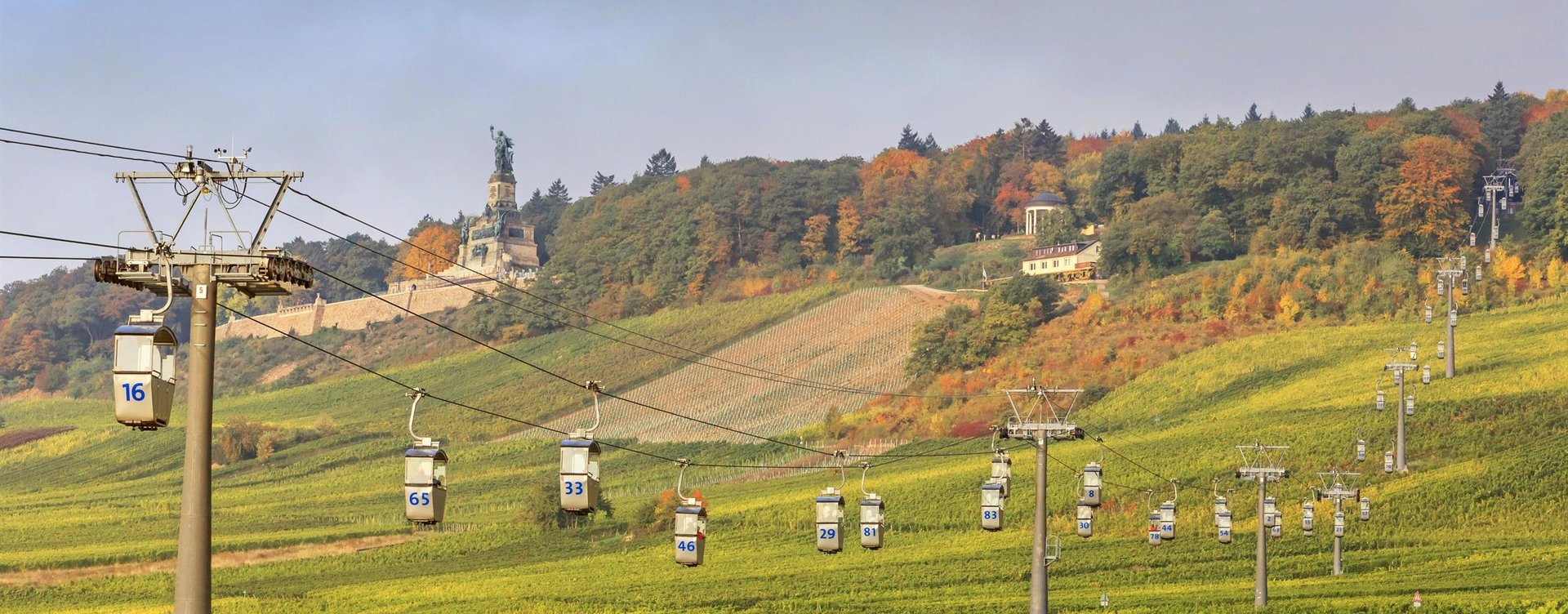 Die Seilbahn führt aus der Altstadt über die Weinberge hoch zum Niederwald.